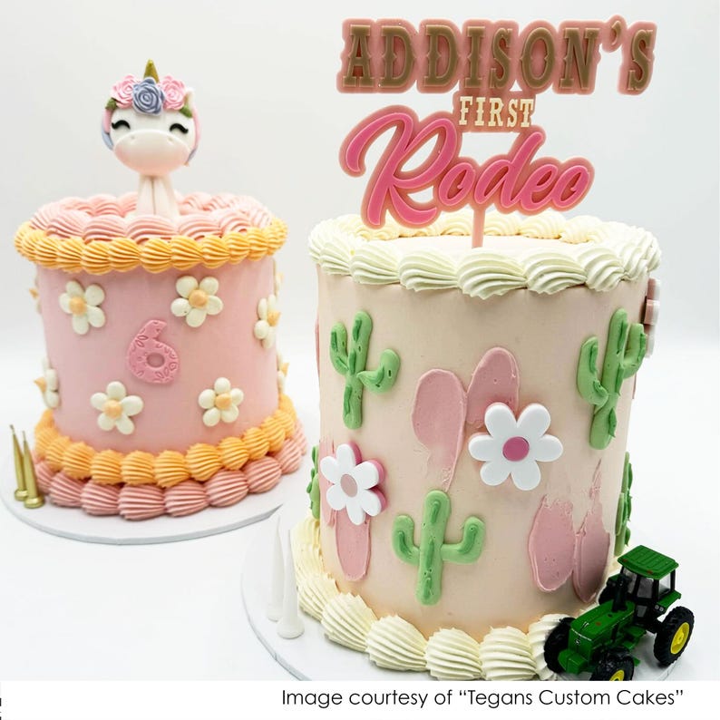 Custom Double Layered First Rodeo Cake Topper for Western-themed ...