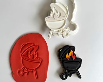BBQ Grill Cookie Stamp & Cutter Set | Summer BBQ Gift | Father’s Day Cookie Tool
