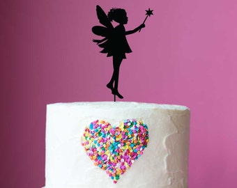 Laser Cut Fairy Birthday Cake Topper - Custom Little Girl Fairy Kids Birthday Party Cake Decoration - Fairy Cake Topper Made to Order Maker