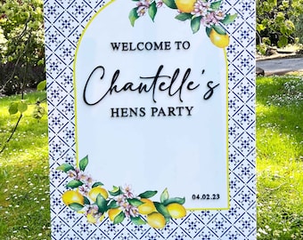 Amalfi Coast Positano Inspired Welcome Sign |  Customisable Acrylic Welcome Board for Showers & Parties A1, A2, A3