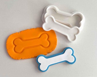 Dog Bone Cookie Stamp and Cutter Set – Debossed Fondant Design for Pet Treats