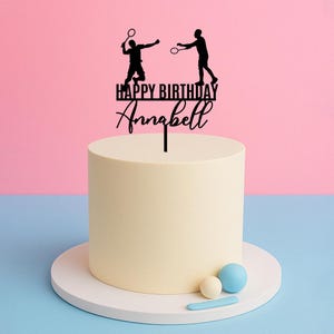 Badminton Birthday Cake Topper – Personalised Happy Birthday Acrylic Topper with Name