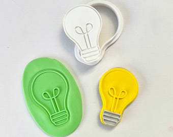 Sello de galleta con forma de bombilla: sello y cortador de fondant en relieve para regalo