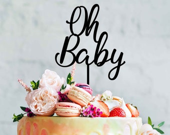 Babyparty-Kuchenaufsatz – Oh Baby #3, hergestellt in Australien | Babyparty-Kuchen | Baby-Dusche-Dekor | Oh Baby Cake Topper | Babyparty