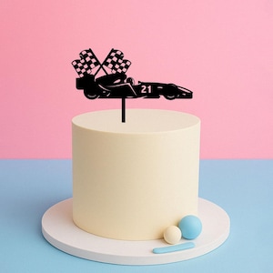 Topper per torta a forma di auto di Formula Uno - Età personalizzata - Topper regalo da corsa