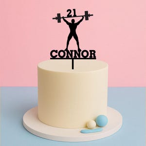 Weight Lifter Gift Cake Topper – Custom Gym Theme with Name & Age