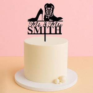 High Heel Cowboy Boot Mr & Mrs Cake Topper – Country Wedding Acrylic Name Topper