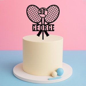 Personalised Tennis Cake Topper – Custom Rackets, Name & Age for Sports-Themed Birthday Cake