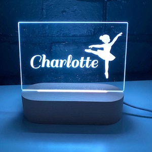 Ballerina Personalised Night Light, Night Light, Kids Bedroom, Nursery Night Light, Custom Light, Child&#39;s Playroom, Gift For Kids, LED Light