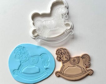 Schaukelpferd Cookie Stamp & Cutter - Geschenk für Fondant Prägung