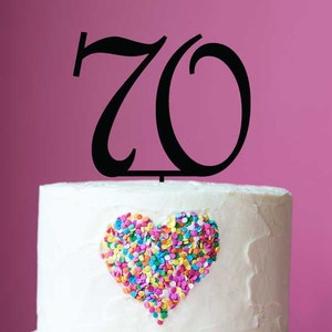 70th Birthday Cake Topper - Acrylic Number 70 Birthday Party Cake Decoration - Mens or Womens 70th Birthday Cake Toppers MADE IN Australia