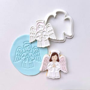 Angel Cookie Stamp and Cutter Set – Christmas or Communion Gift – Religious Embosser for Biscuits