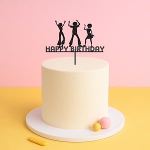 Disco Happy Birthday Cake Topper – 70s Theme Retro Party Decoration