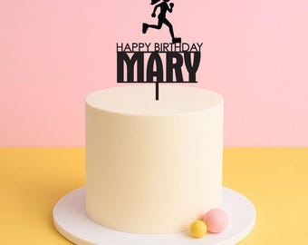 Female Runner Cake Topper – Custom Name – Birthday Gift Topper for Runners