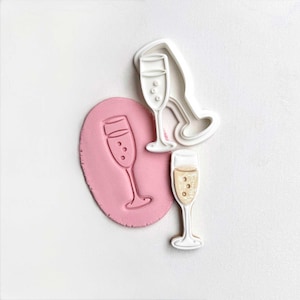 Champagne Glass Cookie Stamp and Cutter – Bridal Shower or NYE Theme