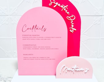 Triple Sign Cocktail Drinks Menu - Printed Drinks Menu, Modern Arch Drinks Menu, Hens Signage, Wedding Table Signs, Baby Shower Signage,