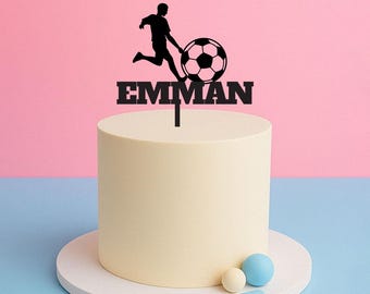 Personalisierter Fußballspieler Tortenstecker | Personalisierter Name Fußball Tortendekoration Geburtstag
