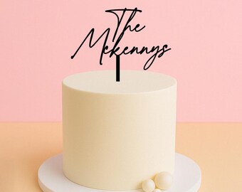 Custom Surname Wedding Cake Topper – Elegant Acrylic Design
