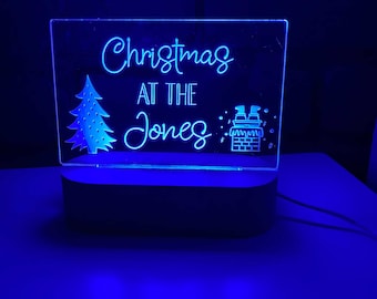 Personalised Christmas LED Light, Night Light, Kids Bedroom, Nursery Night Light, Custom Light, Child's Playroom, Christmas Gift