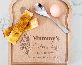 Native Flower Personalised Breakfast Egg Boards - Toast Shaped board, Dippy Eggs Board, Googy Egg, Egg and Soliders Tray, Christmas Gift