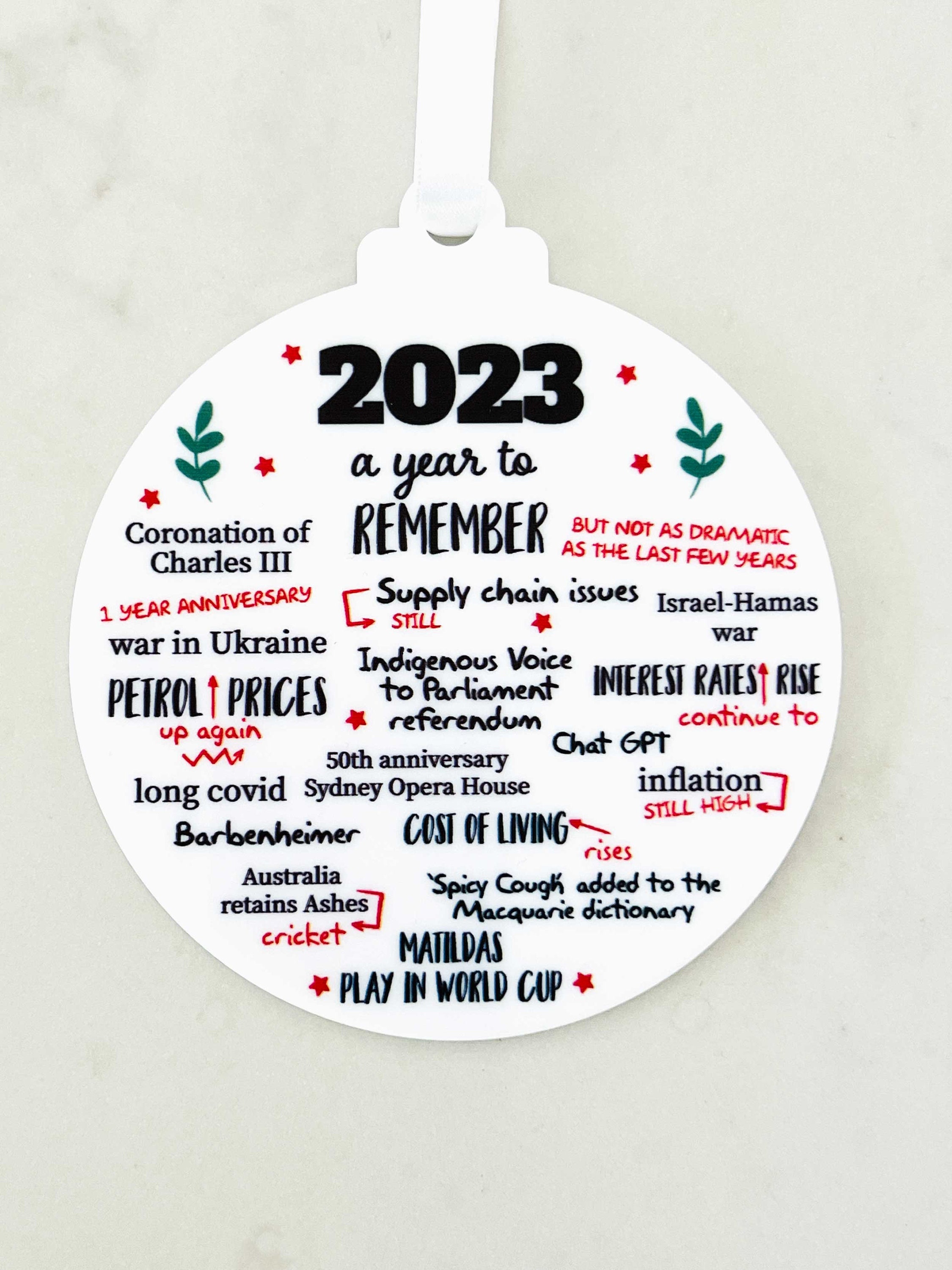 Another Year to Remember 2023 2022 2021 2020 Christmas Bauble