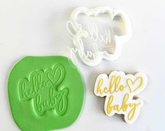 Sello de galleta "Hola Bebé" – Sello y cortador de fondant acrílico en relieve para regalo