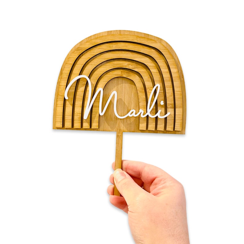 Boho Wooden Rainbow Birthday Cake Topper Rainbow Cake Party Decoration Name Cake Decorations Rainbow Theme Made in Melbourne