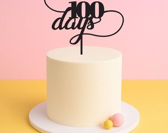 100 Days Cake Topper – Milestone Celebration Cake Decoration in Script Font