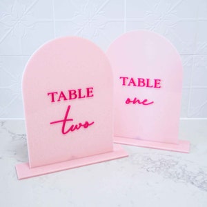 3D Wedding Table Numbers,  Acrylic Table Number Signs, Double Layered Table Numbers,  Modern Arch Table Numbers, Table Number, Wedding Table