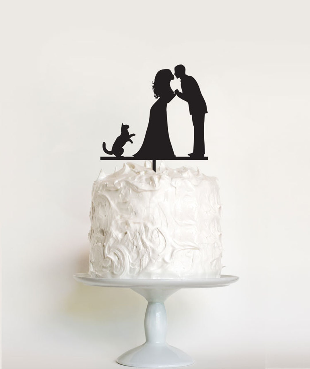 Bride & Groom With Cat Wedding Cake Topper | Wedding Couple | Cat Cake ...