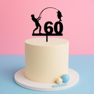 Topo de bolo de aniversário de pescador – Topo de acrílico personalizado para pescador
