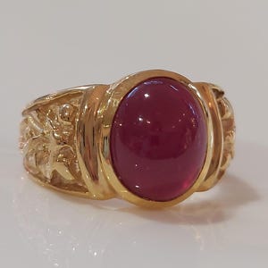 Goldring mit afrikanischem Rubin in Zargenfassung // GG 375 // Gr. 59