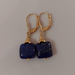 Earrings lapis lazuli in gold image 1