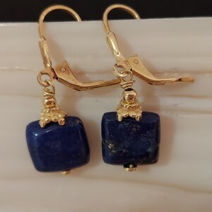 Earrings lapis lazuli in gold image 4