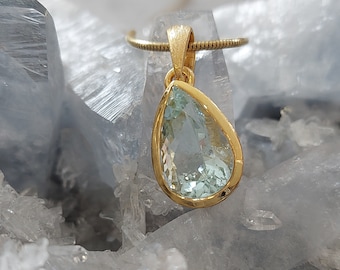 Aquamarine pendant // silver // gold plated // pendant without chain