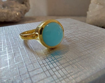 Chalcedon Ring  in Silber // vergoldet // verschiedene Größen