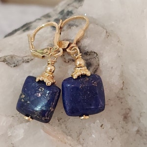 Earrings lapis lazuli in gold image 2