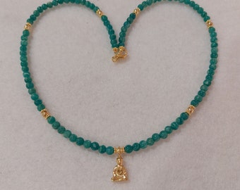 Buddha necklace *** AMAZONITE *** silver / gold plated