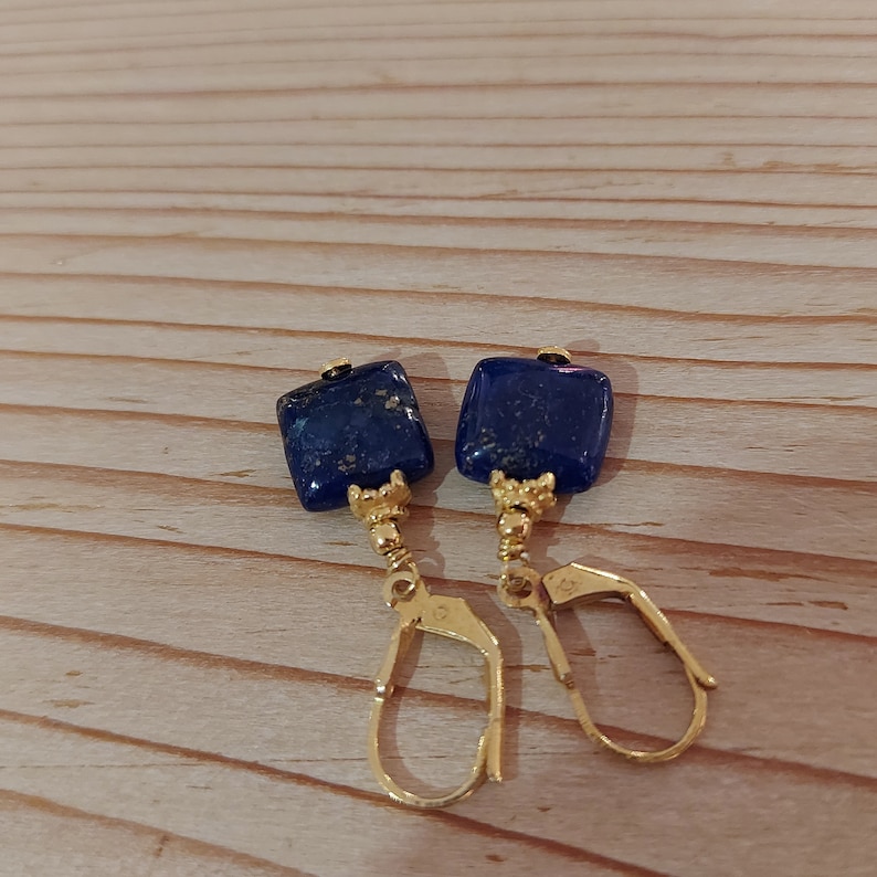 Earrings lapis lazuli in gold image 3