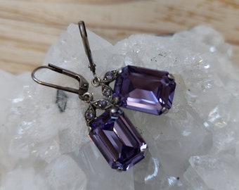 Earrings with real Austrian crystal beads in three colors