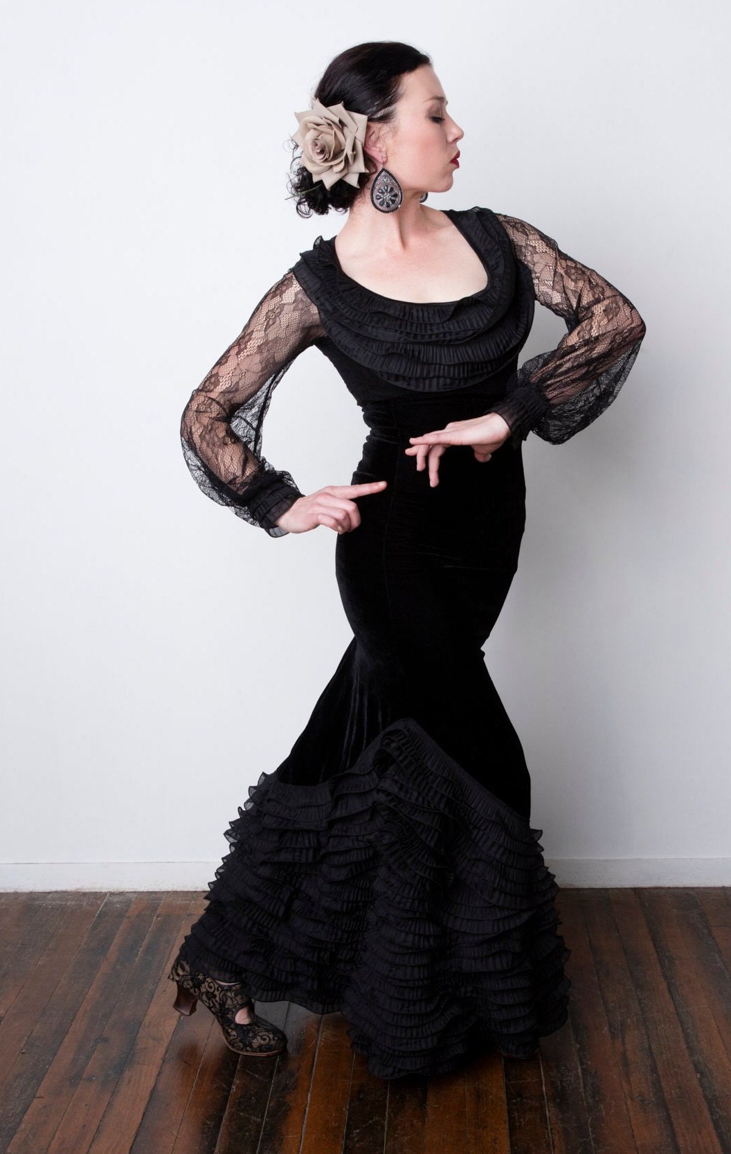 Black Flamenco Style Evening Dresses