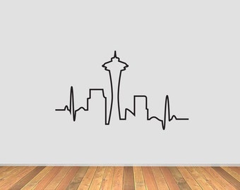 Seattle Skyline Heartbeat Vinyl Decal