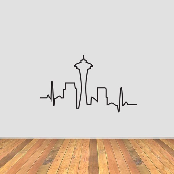 Seattle Skyline Heartbeat Vinyl Decal