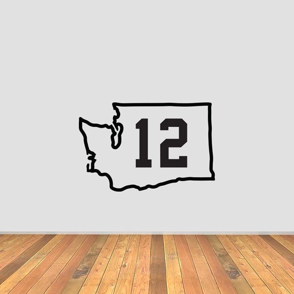 Washington State Outline 12th Man Vinyl Decal