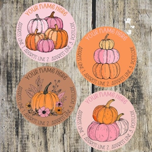 Round pumpkin address labels mixed sheet