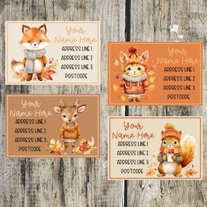 Leaf animal address labels mixed sheet