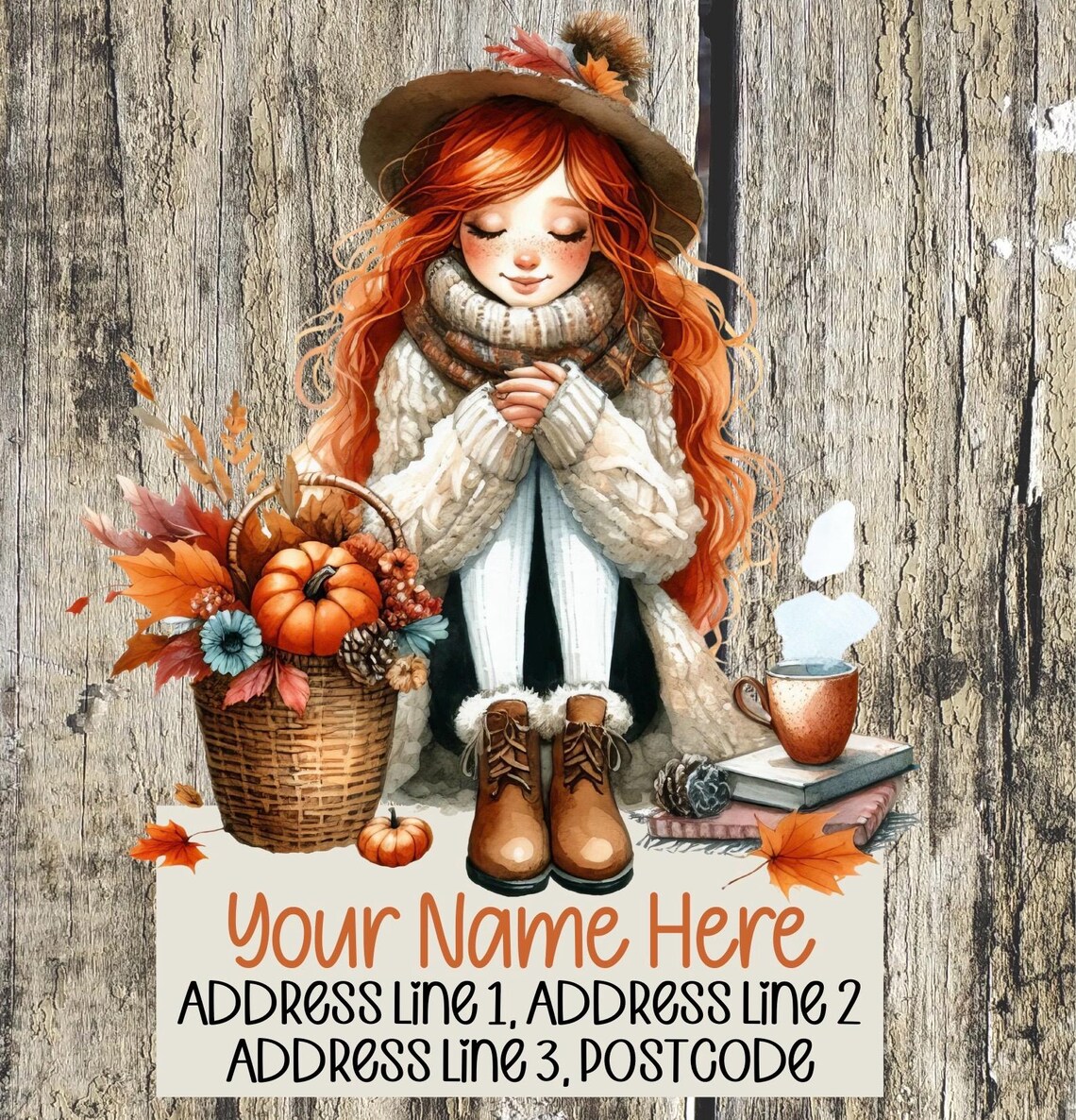 Autumn Girl Scene Address Labels Etsy Canada