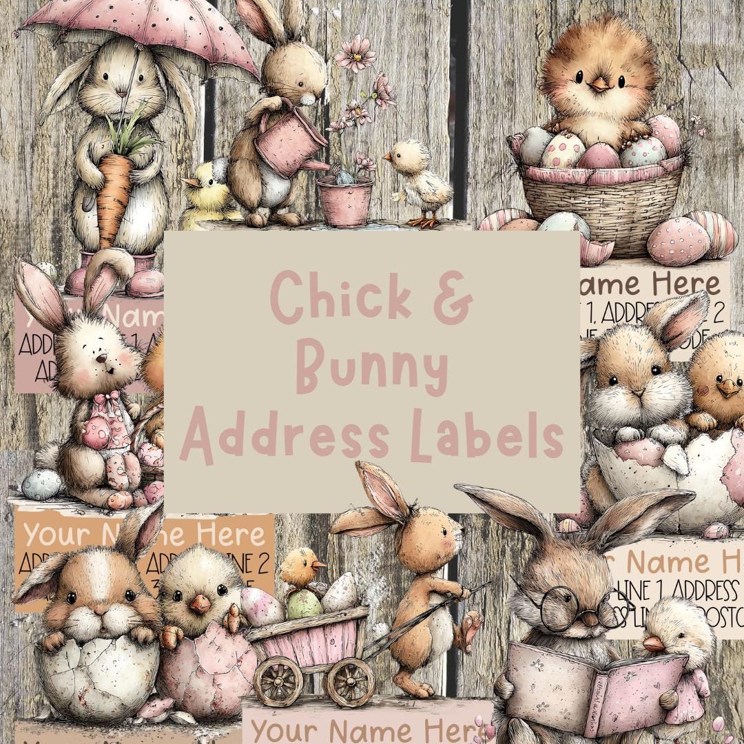 Chick Address Labels Chick & Bunny Address Labels - Etsy