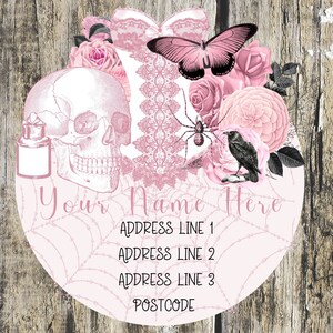 Pink gothic address labels