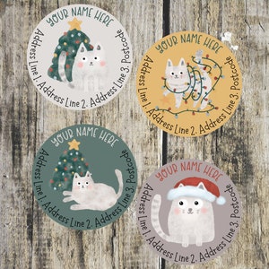 クリスマス猫の住所ラベル